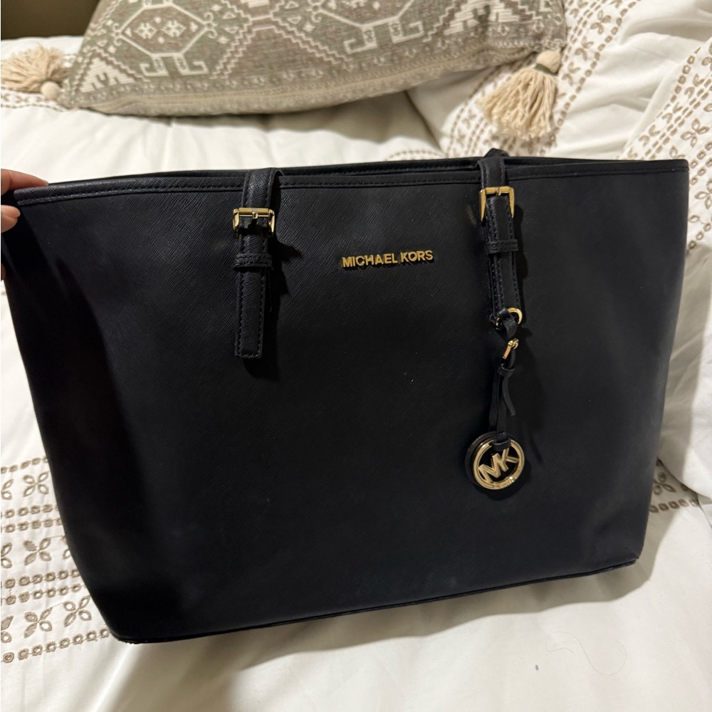 Michael Kors Black Tote with Gold Accents